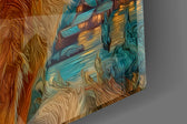 Close-up detail of the impasto whiskers and the glowing golden stars overhead on the glass surface