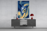 golden starry anatomical heart glass wall art styled in an atmospheric room setting