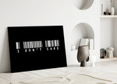 I dont care barcode statement panel bringing character to a minimalist living room wall