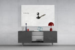 chess pawn casting a king shadow glass wall art styled in an atmospheric room setting