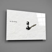 chess pawn casting a king shadow glass wall art angled to show the polished tempered glass panel