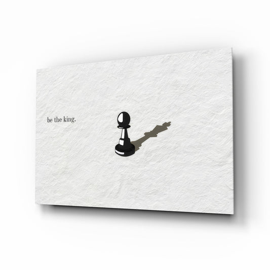 Be the King Chess Pawn Shadow Glass Wall Art - Lifestyle preview in a designer interior
