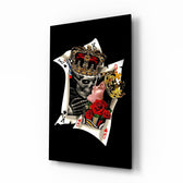 Skull King and Queen Playing Cards Glass Wall Art - Lifestyle preview in a designer interior