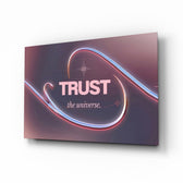 Trust the Universe Angel Number 111 Glass Wall Art - Lifestyle preview in a designer interior