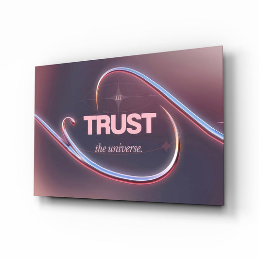 Trust the Universe Angel Number 111 Glass Wall Art - Lifestyle preview in a designer interior