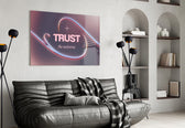 iridescent chrome wave affirmation glass wall art styled above an armchair in a reading corner