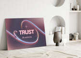 iridescent chrome wave affirmation panel bringing character to a minimalist living room wall