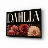 Dahlia Crimson and Cream Botanical Glass Wall Art - Lifestyle preview in a designer interior