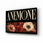 Anemone Scarlet and Ivory Dark Floral Glass Wall Art - Lifestyle preview in a designer interior