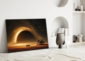 golden vortex over a prairie farmhouse panel bringing character to a minimalist living room wall