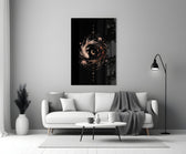 celestial koi yin yang with a crescent moon panel bringing character to a minimalist living room wall