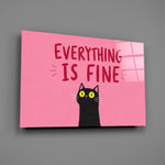 startled black cat on hot pink glass wall art angled to show the polished tempered glass panel