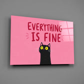 startled black cat on hot pink glass wall art angled to show the polished tempered glass panel