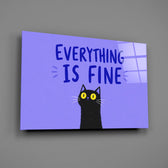 startled black cat on periwinkle purple glass wall art angled to show the polished tempered glass panel