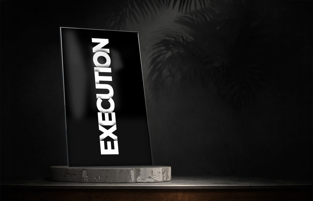 Execution Bold Black Glass Wall Art