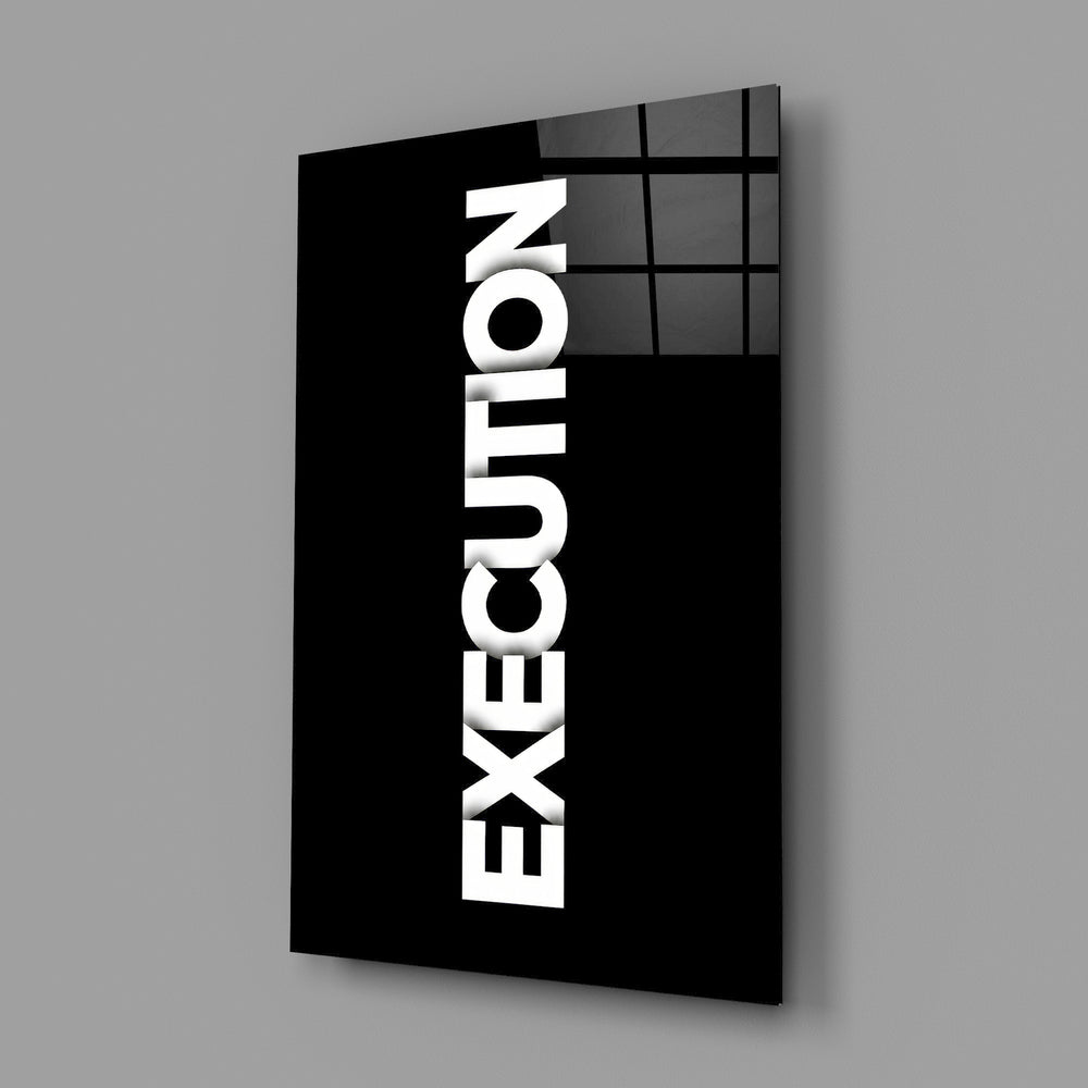 Execution Bold Black Glass Wall Art