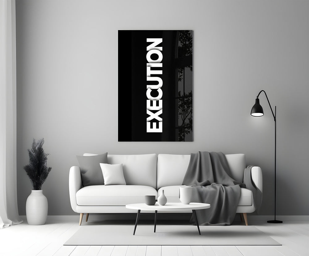Execution Bold Black Glass Wall Art