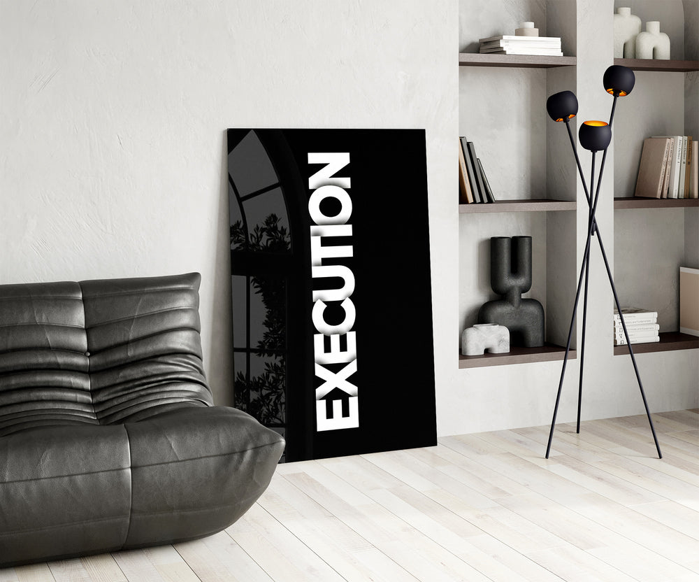 Execution Bold Black Glass Wall Art