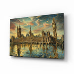 Big Ben Westminster glass wall art, angled view of the tempered glass panel