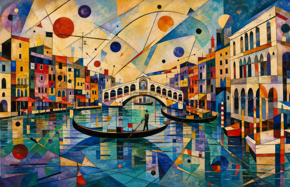 Venice Grand Canal Kandinsky Style Glass Wall Art