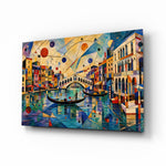 Venice Grand Canal glass wall art, angled view of the tempered glass panel