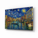 Venice Grand Canal glass wall art, angled view of the tempered glass panel