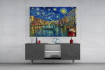 Venice Grand Canal glass wall art displayed above a console in a modern interior