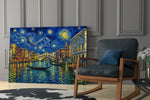 Venice Grand Canal glass wall art hanging as a focal point in a modern room