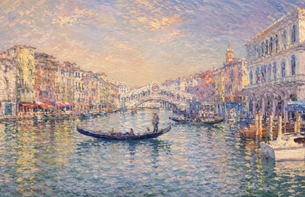 Venice Grand Canal Monet Style Glass Wall Art