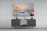 Venice Grand Canal glass wall art displayed above a console in a modern interior