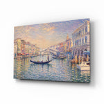 Venice Grand Canal glass wall art, angled view of the tempered glass panel