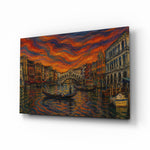 Venice Grand Canal glass wall art, angled view of the tempered glass panel