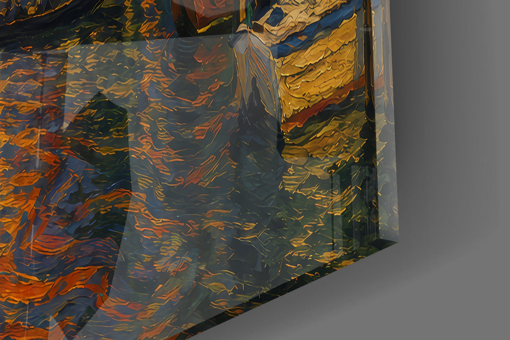 Venice Grand Canal glass wall art close-up detail of the printed surface on tempered glass
