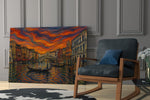 Venice Grand Canal glass wall art hanging as a focal point in a modern room