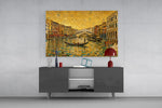 Venice Grand Canal glass wall art displayed above a console in a modern interior
