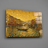 Venice Grand Canal glass wall art mounted flat on a grey wall