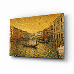 Venice Grand Canal glass wall art, angled view of the tempered glass panel
