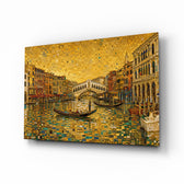 Venice Grand Canal glass wall art, angled view of the tempered glass panel