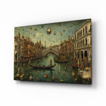 Venice Grand Canal glass wall art, angled view of the tempered glass panel