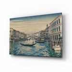 Venice Grand Canal glass wall art, angled view of the tempered glass panel