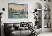 Venice Grand Canal glass wall art styled in a contemporary living room