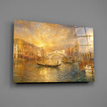 Venice Grand Canal glass wall art mounted flat on a grey wall