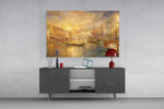 Venice Grand Canal glass wall art displayed above a console in a modern interior
