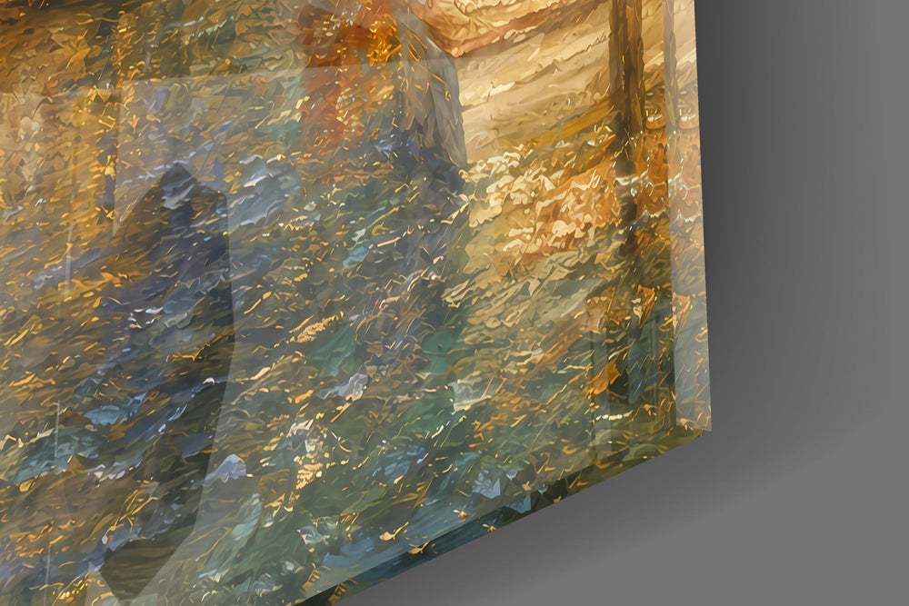 Venice Grand Canal glass wall art close-up detail of the printed surface on tempered glass
