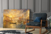 Venice Grand Canal glass wall art hanging as a focal point in a modern room