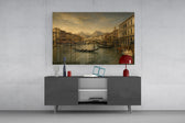 Venice Grand Canal glass wall art displayed above a console in a modern interior