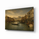 Venice Grand Canal glass wall art, angled view of the tempered glass panel