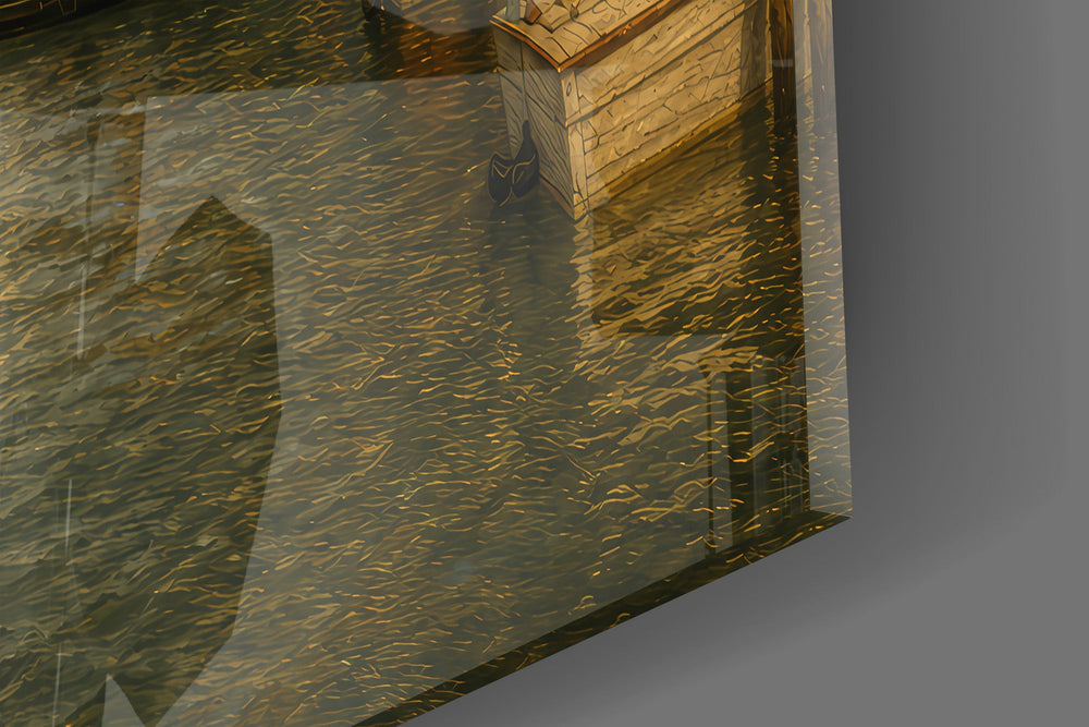 Venice Grand Canal glass wall art close-up detail of the printed surface on tempered glass