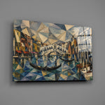 Venice Grand Canal glass wall art mounted flat on a grey wall