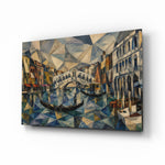 Venice Grand Canal glass wall art, angled view of the tempered glass panel